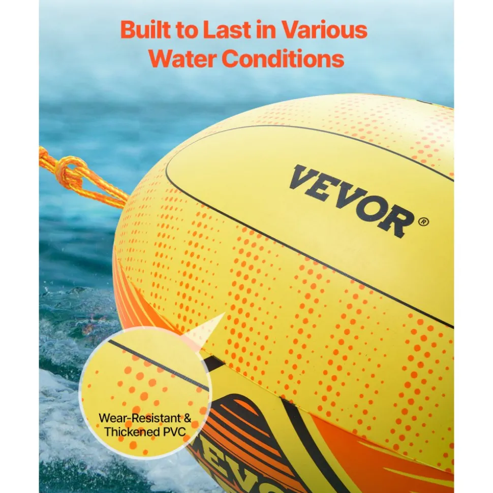VEVOR Booster Ball, Towable Tube Rope Performance Ball, Thickened PVC Inflatable Booster Balls for Boating and Water Sports - with High Tensile Strength Rope and Speed Safety Valve
