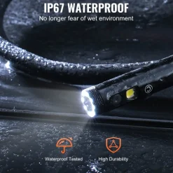 VEVOR Borescope Triple Lens Endoscope Camera with Light, 4.3" IPS Screen Inspection Camera with 8 + 2 Lights, IP67 Waterproof Snake Scope Camera for Automotive, Plumbing (16.4FT Cable, 32GB Card)