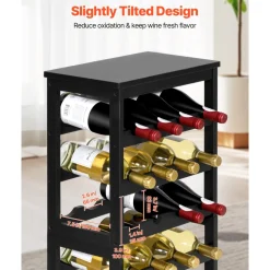 VEVOR 24 Bottle Detachable Wine Rack, 6-Tier Wine Bottle Holder, Freestanding Floor Display Wine Storage Shelves with Table Top, For Kitchen,Cellar,Bar,Dining Room,Living Room, Black