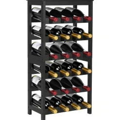 VEVOR 24 Bottle Detachable Wine Rack, 6-Tier Wine Bottle Holder, Freestanding Floor Display Wine Storage Shelves with Table Top, For Kitchen,Cellar,Bar,Dining Room,Living Room, Black