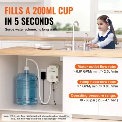 VEVOR Bottled Water Dispenser Pump System, 5 Gallon Dispensing System, Automatic Electric Water Dispenser, Single Inlet Water Jug Pump, Compatible Use with Coffee/Tea Machine, Refrigerator, Ice Maker