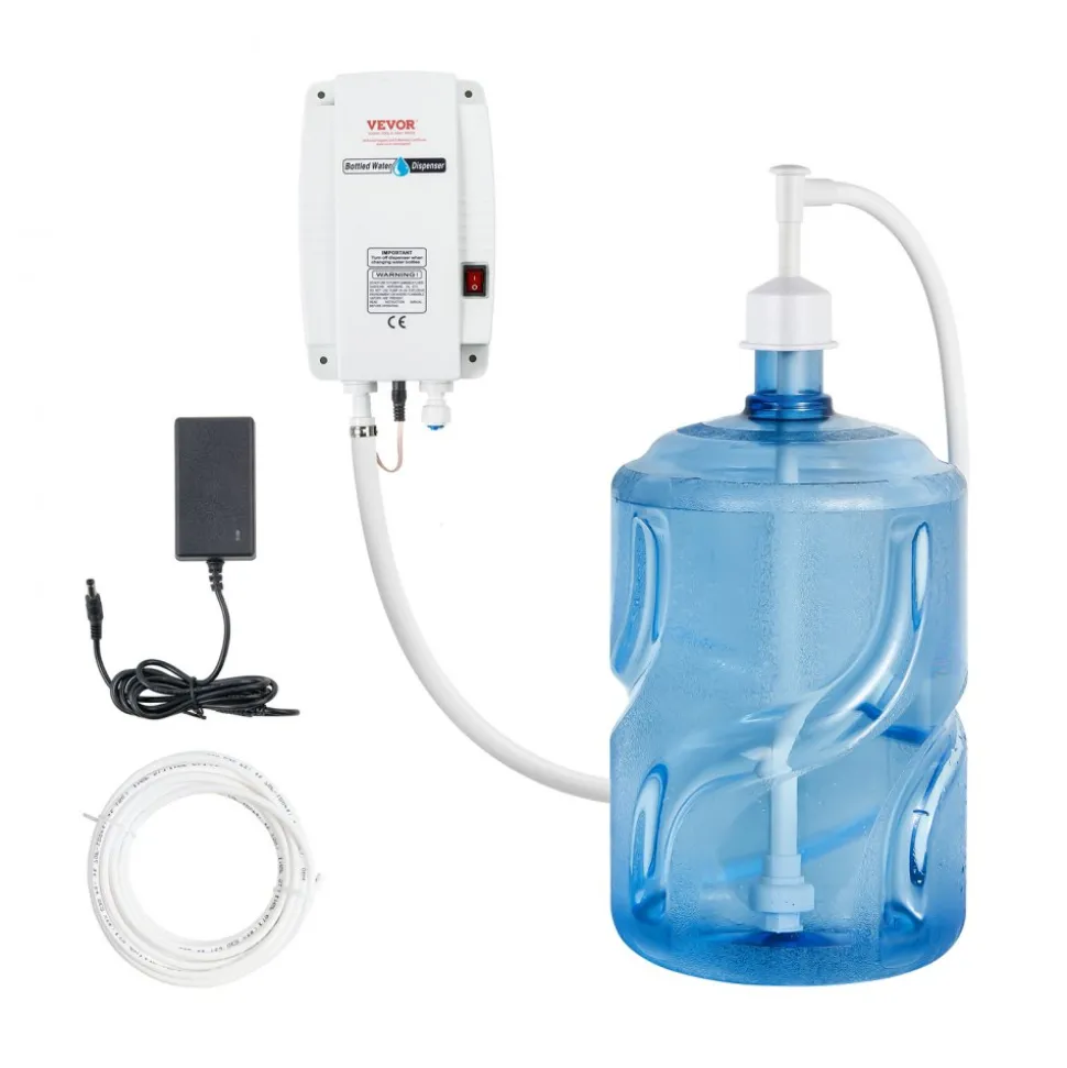 VEVOR Bottled Water Dispenser Pump System, 5 Gallon Dispensing System, Automatic Electric Water Dispenser, Single Inlet Water Jug Pump, Compatible Use with Coffee/Tea Machine, Refrigerator, Ice Maker