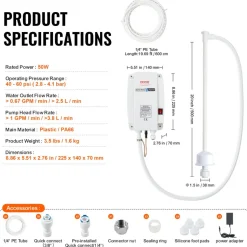 VEVOR Bottled Water Dispenser Pump System, 5 Gallon Dispensing System, Automatic Electric Water Dispenser, Single Inlet Water Jug Pump, Compatible Use with Coffee/Tea Machine, Refrigerator, Ice Maker