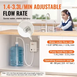 VEVOR Bottled Water Dispenser Pump System, 5 Gallon Dispensing System, Automatic Electric Water Dispenser, Single Inlet Water Jug Pump, Compatible Use with Coffee/Tea Machine, Refrigerator, Ice Maker