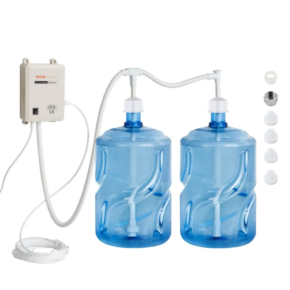 VEVOR Bottled Water Dispenser Pump System, 2x5 Gallon Dispensing System, Automatic Electric Water Dispenser, Double-Pipe Water Jug Pump, Compatible Use with Coffee/Tea Machine, Refrigerator, Ice Maker