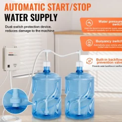 VEVOR Bottled Water Dispenser Pump System, 2x5 Gallon Dispensing System, Automatic Electric Water Dispenser, Double-Pipe Water Jug Pump, Compatible Use with Coffee/Tea Machine, Refrigerator, Ice Maker