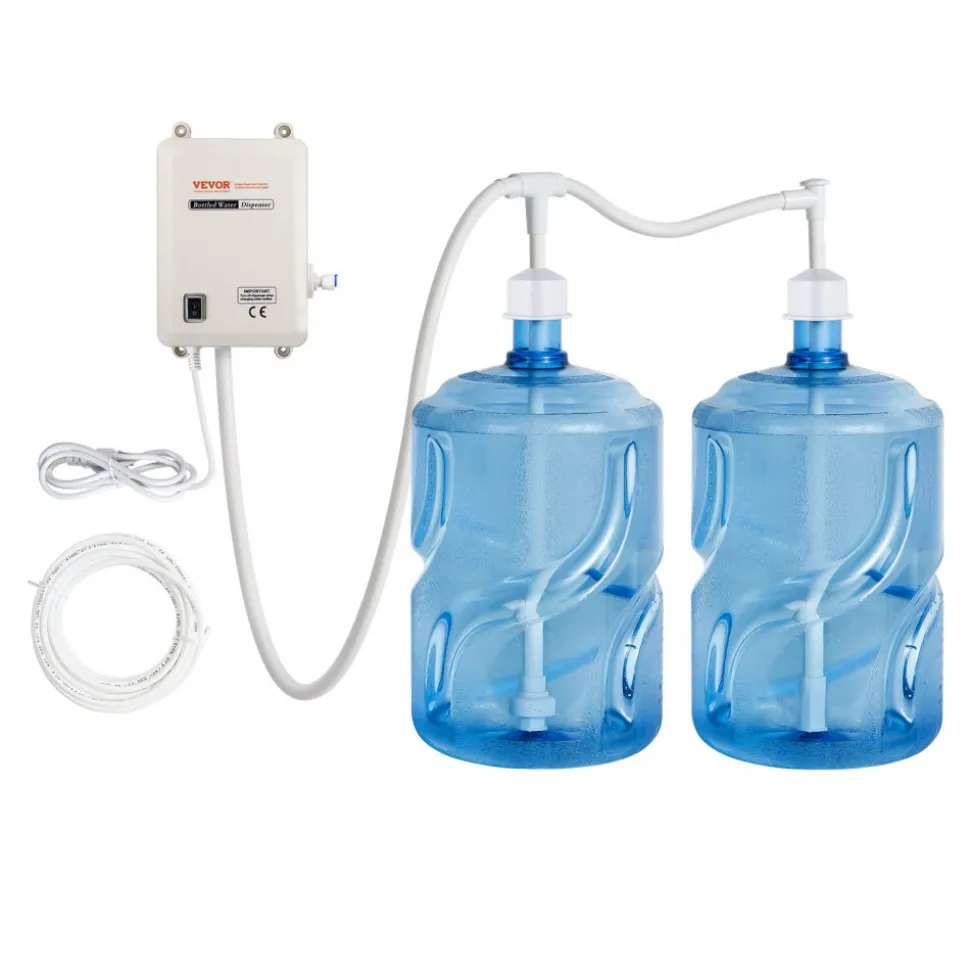 VEVOR Bottled Water Dispenser Pump System, 2x5 Gallon Dispensing System, Automatic Electric Water Dispenser, Double-Pipe Water Jug Pump, Compatible Use with Coffee/Tea Machine, Refrigerator, Ice Maker