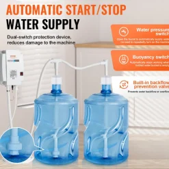VEVOR Bottled Water Dispenser Pump System, 2x5 Gallon Dispensing System, Automatic Electric Water Dispenser, Double-Pipe Water Jug Pump, Compatible Use with Coffee/Tea Machine, Refrigerator, Ice Maker