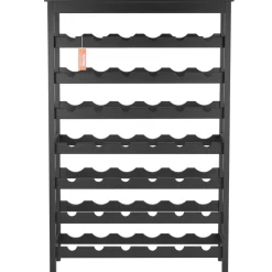 VEVOR 42 Bottle Modular Wine Rack, 7-Tier Solid Bamboo Wood Storage Racks with Table Top, Floor Freestanding Wines Holder Display Shelf, Wobble-Free Shelves for Kitchen, Bar, and Cellar (Black)
