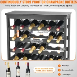 VEVOR 42 Bottle Modular Wine Rack, 7-Tier Solid Bamboo Wood Storage Racks with Table Top, Floor Freestanding Wines Holder Display Shelf, Wobble-Free Shelves for Kitchen, Bar, and Cellar (Black)