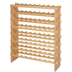 VEVOR 72 Bottle Stackable Modular Wine Rack, 8-Tier, Floor Freestanding Wine Storage Rack, Sturdy Wines Holder Display Shelf, Wobble-Free Shelves, Easy Assembly, for Kitchen, Cellar, and Bar, Natural