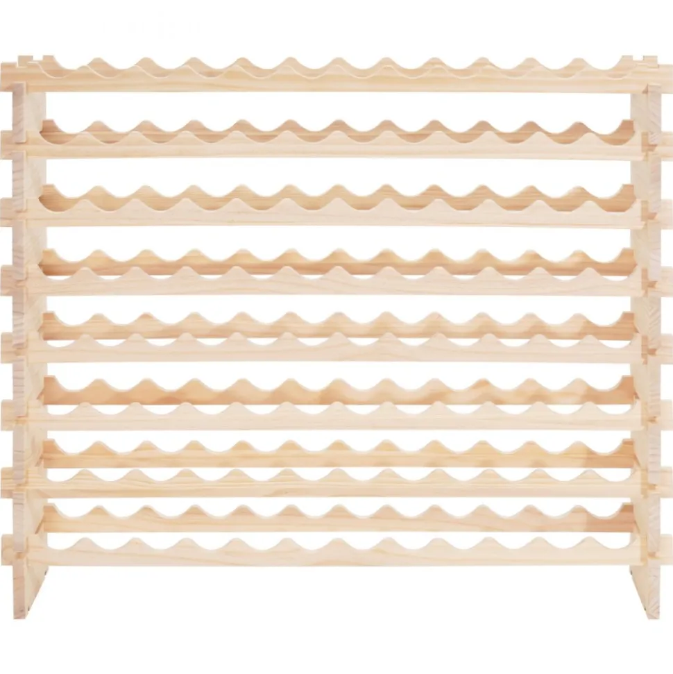 VEVOR 96 Bottle Stackable Modular Wine Rack, 8-Tier Wine Bottle Holder,Solid Wood Floor Freestanding Wine Storage Rack For Pinot Noir bottles,For Kitchen, Cellar, and Bar, Natural