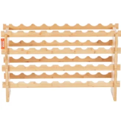 VEVOR 36 Bottle Stackable Modular Wine Rack, 4-Tier Solid Bamboo Wood Storage Racks, Floor Freestanding Wines Holder Display Shelf, Wobble-Free Shelves for Kitchen, Bar, and Cellar (Natural Color)