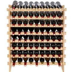 VEVOR 72 Bottle Stackable Modular Wine Rack, 8-Tier Solid Bamboo Wood Storage Racks, Floor Freestanding Wines Holder Display Shelf, Wobble-Free Shelves for Kitchen, Bar, and Cellar (Natural Color)