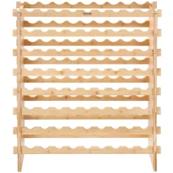 VEVOR 72 Bottle Stackable Modular Wine Rack, 8-Tier Solid Bamboo Wood Storage Racks, Floor Freestanding Wines Holder Display Shelf, Wobble-Free Shelves for Kitchen, Bar, and Cellar (Natural Color)