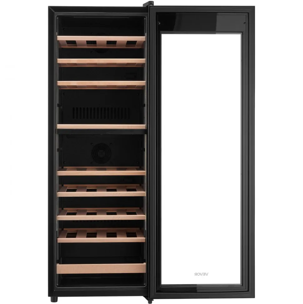 VEVOR 42 Bottle Wine Fridge, Freestanding Wine Cooler Refrigerator, Dual Zone Cooler, 41℉ to 65℉ Adjustable Temp Mini Cellar, Glass Door, For Home Office Bar, Red White Champagne or Sparkling Wines