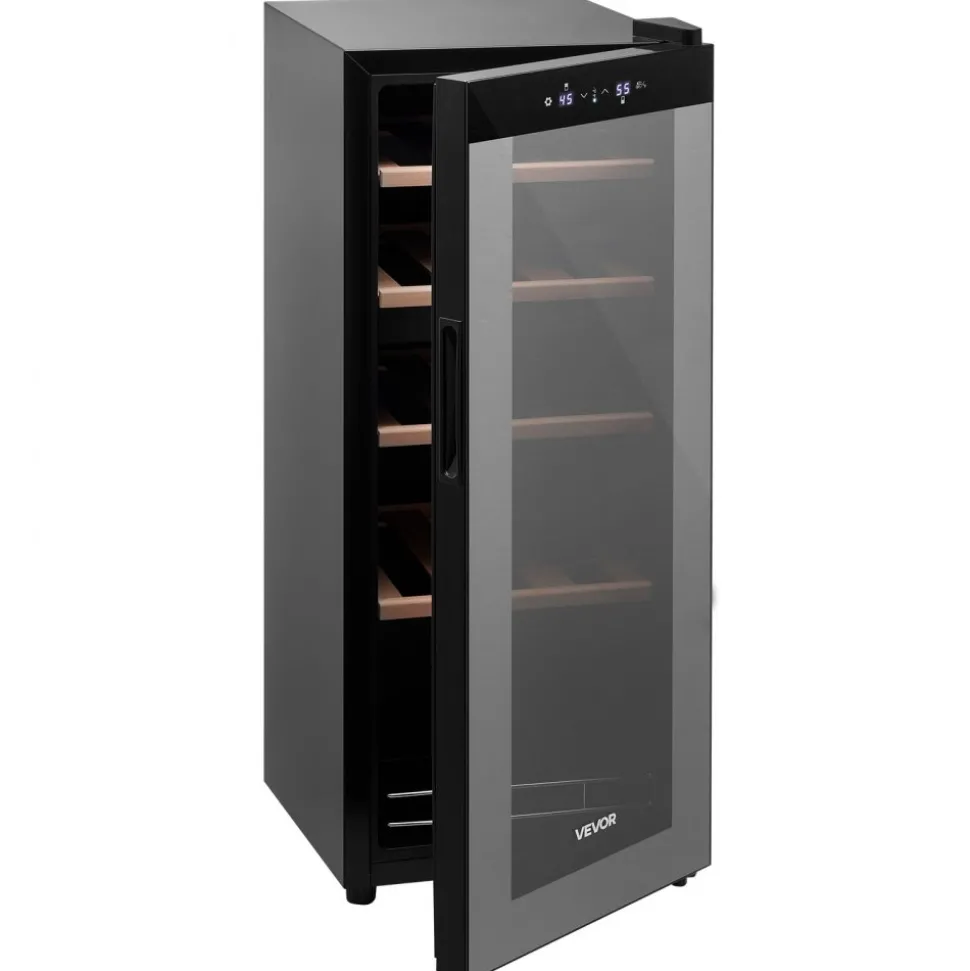 VEVOR 20 Bottle Wine Fridge, Freestanding Wine Cooler Refrigerator, Dual Zone Cooler, 41℉ to 65℉ Adjustable Temp Mini Cellar, Glass Door, For Home Office Bar, Red White Champagne or Sparkling Wines