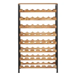 VEVOR 48 Bottle Wine Rack,8-Tier Wine Bottle Holder,Freestanding Floor Display Wine Storage Shelves with Wood Table Top,For Kitchen Pantry, Cellar, Bar, Dining Room, Living Room, Black