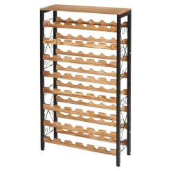 VEVOR 48 Bottle Wine Rack,8-Tier Wine Bottle Holder,Freestanding Floor Display Wine Storage Shelves with Wood Table Top,For Kitchen Pantry, Cellar, Bar, Dining Room, Living Room, Black