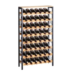 VEVOR 48 Bottle Wine Rack,8-Tier Wine Bottle Holder,Freestanding Floor Display Wine Storage Shelves with Wood Table Top,For Kitchen Pantry, Cellar, Bar, Dining Room, Living Room, Black