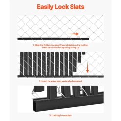 VEVOR Bottom Locking Privacy Slats, Single-Wall Vertical Bottom-Locking Slats for Chain-Link Fence, High-Density HDPE Chain Link Slats Ideally Fit 5' High Fence for Garden, Farm, Sports Field(Green)