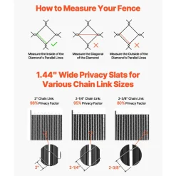VEVOR Bottom Locking Privacy Slats, Single-Wall Vertical Bottom-Locking Slats for Chain-Link Fence, High-Density HDPE Chain Link Slats Ideally Fit 5' High Fence for Garden, Farm, Sports Field(Green)