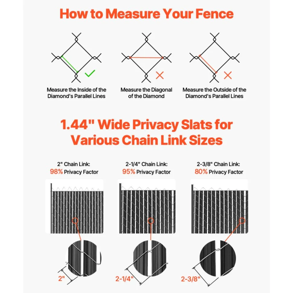 VEVOR Bottom Locking Privacy Slats, Single-Wall Vertical Bottom-Locking Slats for Chain-Link Fence, High-Density HDPE Chain Link Slats Ideally Fit 5' High Fence for Garden, Farm, Sports Field(Green)