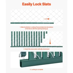 VEVOR Bottom Locking Privacy Slats, Double-Wall Vertical Bottom-Locking Slats for Chain-Link Fence, High-Density HDPE Chain Link Slats Ideally Fit 4' High Fence for Garden, Farm, Sports Field(Green)