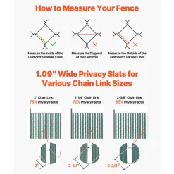 VEVOR Bottom Locking Privacy Slats, Double-Wall Vertical Bottom-Locking Slats for Chain-Link Fence, High-Density HDPE Chain Link Slats Ideally Fit 4' High Fence for Garden, Farm, Sports Field(Green)