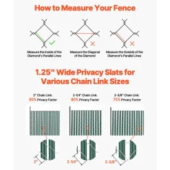 VEVOR Bottom Locking Privacy Slats, Double-Wall Vertical Bottom-Locking Slats with Wings for Chain-Link Fence, High-Density HDPE Chain Link Slats Ideally Fit 4' High Fence for Garden and Farm(Green)
