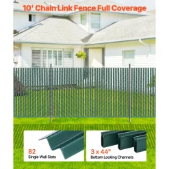 VEVOR Bottom Locking Privacy Slats, Double-Wall Vertical Bottom-Locking Slats with Wings for Chain-Link Fence, High-Density HDPE Chain Link Slats Ideally Fit 4' High Fence for Garden and Farm(Green)