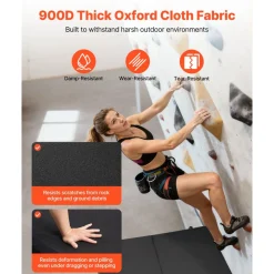 VEVOR Bouldering Crash Pad, Bi-Fold Rock Climbing Crash Pad with Adjustable Backpack Straps and Handle, Foldable Lightweight for Indoor Bouldering & Outdoor Climbing, Folded Size 35.6