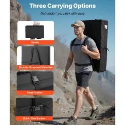VEVOR Bouldering Crash Pad, Bi-Fold Rock Climbing Crash Pad with Adjustable Backpack Straps and Handle, Foldable Lightweight for Indoor Bouldering & Outdoor Climbing, Folded Size 35.6