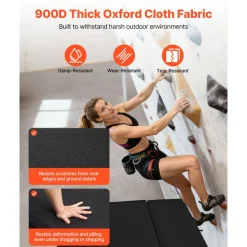 VEVOR Bouldering Crash Pad, Tri-Fold Rock Climbing Crash Pad with Adjustable Backpack Straps and Handle, Foldable Lightweight for Indoor Bouldering & Outdoor Climbing, Folded Size 48