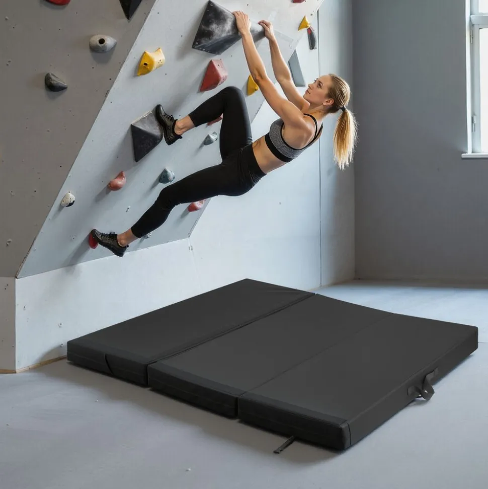 VEVOR Bouldering Crash Pad, Tri-Fold Rock Climbing Crash Pad with Adjustable Backpack Straps and Handle, Foldable Lightweight for Indoor Bouldering & Outdoor Climbing, Folded Size 48" x 22.2" x 15"