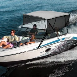 VEVOR 4 Bow Bimini Top Boat Cover, Detachable Mesh Sidewalls, 600D Polyester Canopy with 1