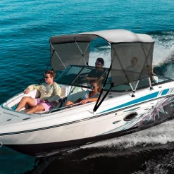 VEVOR 3 Bow Bimini Top Boat Cover, Detachable Mesh Sidewalls, 600D Polyester Canopy with 1