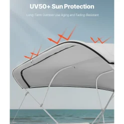 VEVOR 4 Bow Bimini Top Replacement Cover, 8 ft Long Durable 600D Marine Grade Waterproof Sun Shade Boat Canopy with Storage Boot, Easy Install Zipper Sleeve Awning, 96