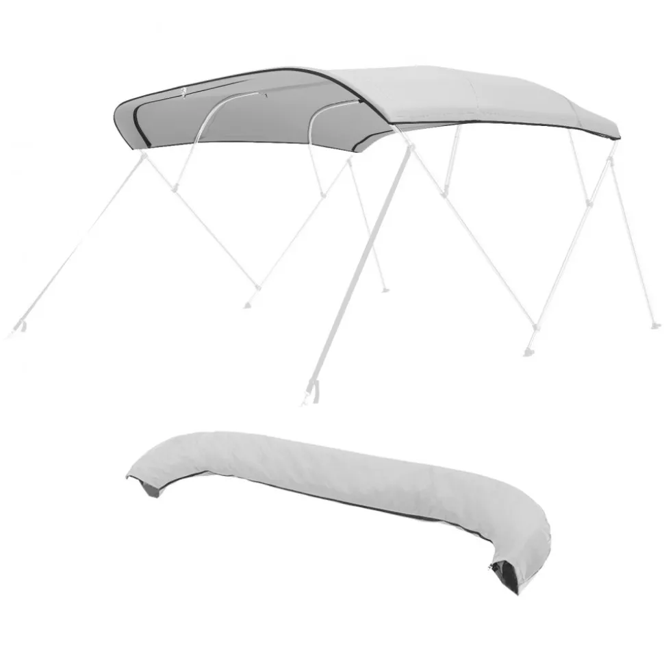 VEVOR 4 Bow Bimini Top Replacement Cover, 8 ft Long Durable 600D Marine Grade Waterproof Sun Shade Boat Canopy with Storage Boot, Easy Install Zipper Sleeve Awning, 96"L x (97"-103")W, Gray (No Frame)