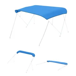 VEVOR 4 Bow Bimini Top Replacement Cover, 8 ft Long, Durable 600D Marine Grade Waterproof Sun Shade Boat Canopy with Storage Boot, Easy Install Zipper Sleeve Awning, 96
