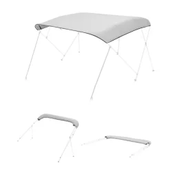 VEVOR 4 Bow Bimini Top Replacement Cover, 8 ft Long, Durable 600D Marine Grade Waterproof Sun Shade Boat Canopy with Storage Boot, Easy Install Zipper Sleeve Awning, 96"L x (91"-96")W, Gray (No Frame)