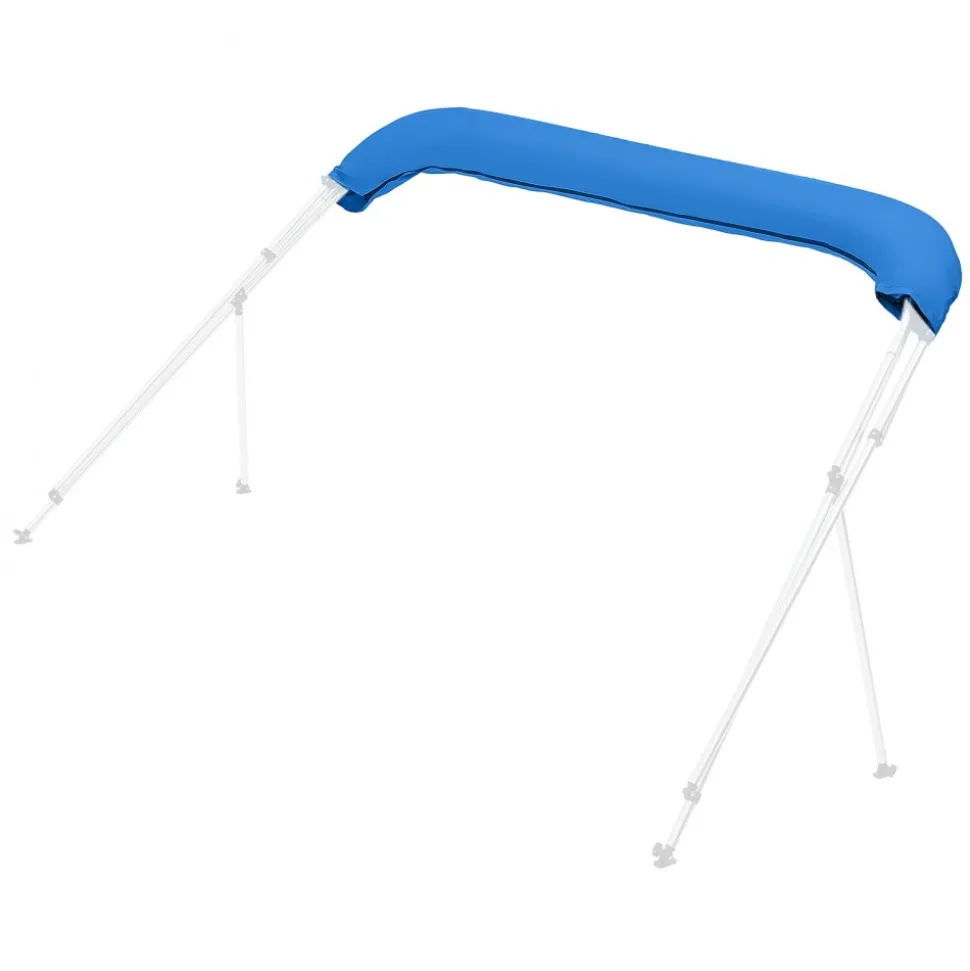VEVOR 4 Bow Bimini Top Replacement Cover, 8 ft Long Durable 600D Marine Grade Waterproof Sun Shade Boat Canopy with Storage Boot, Easy Install Zipper Sleeve Awning, 96"L x (97"-103")W, Blue (No Frame)