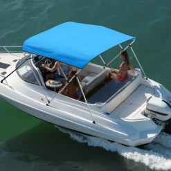VEVOR 3 Bow Boat Bimini Top, 600D Polyester Canopy with Aluminum Alloy Frame, Waterproof & Sun Shade Boat Awning Canopy with Storage Bag, 2 Support Poles, 4 Straps, 72