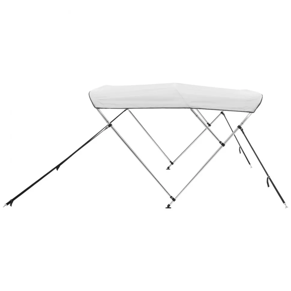 VEVOR 3 Bow Boat Bimini Tops, 600D Polyester Canopy with Aluminum Alloy Frame, Waterproof & Sun Shade Boat Awning Canopy with Storage Bag, 2 Support Poles, 4 Straps, 72"Lx(85"-90")Wx46"H, Light Grey