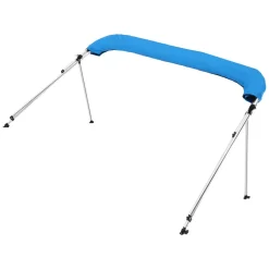 VEVOR 3 Bow Boat Bimini Tops, 600D Polyester Canopy with Aluminum Alloy Frame, Waterproof & Sun Shade Boat Awning Canopy with Storage Bag, 2 Support Poles, 4 Straps, 6'Lx(54"-60")Wx46"H, Pacific Blue