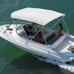 VEVOR 4 Bow Boat Bimini Tops, 600D Polyester Canopy with Aluminum Alloy Frame, Waterproof & Sun Shade Boat Awning Canopy with Storage Bag, 2 Support Poles, 4 Straps, 96