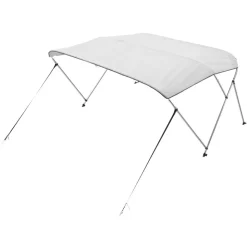 VEVOR 3 Bow Boat Bimini Tops, 600D Polyester Canopy with Aluminum Alloy Frame, Waterproof & Sun Shade Boat Awning Canopy with Storage Bag, 2 Support Poles, 4 Straps, 6'Lx(61"-66")W x46"H, Pacific Blue