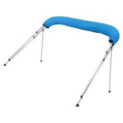 VEVOR 4 Bow Boat Bimini Tops, 600D Polyester Canopy with Aluminum Alloy Frame, Waterproof & Sun Shade Boat Awning Canopy with Storage Bag, 2 Support Poles, 4 Straps, 8'Lx(91"-96")Wx54"H, Light Grey
