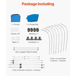 VEVOR 4 Bow Boat Bimini Tops, 600D Polyester Canopy with Aluminum Alloy Frame, Waterproof & Sun Shade Boat Awning Canopy with Storage Bag, 2 Support Poles, 4 Straps, 8'Lx(91