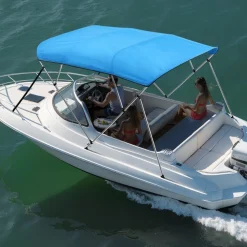 VEVOR 4 Bow Boat Bimini Tops, 600D Polyester Canopy with Aluminum Alloy Frame, Waterproof & Sun Shade Boat Awning Canopy with Storage Bag, 2 Support Poles, 4 Straps, 8'Lx(91